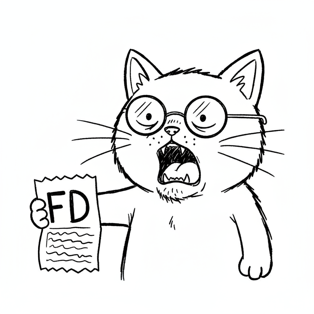 degen cat waving an FD lottery ticket